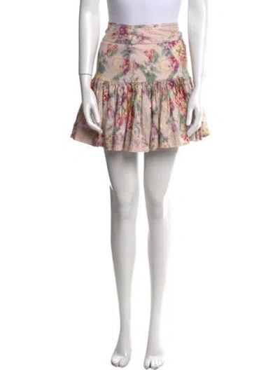 Pre-owned Zimmermann Linen Mini Skirt In Pink