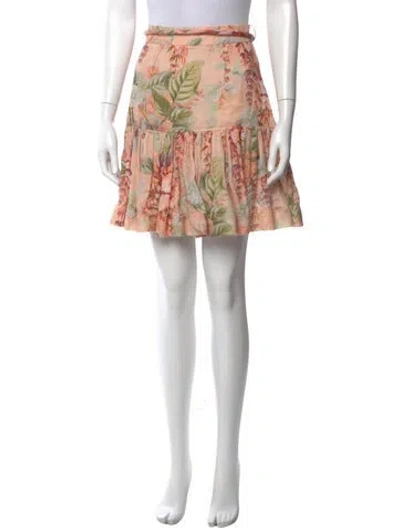 Pre-owned Zimmermann Linen Mini Skirt In Pink