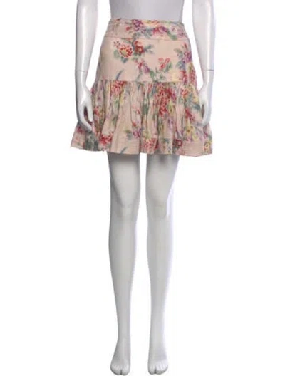 Pre-owned Zimmermann Linen Mini Skirt In Pink