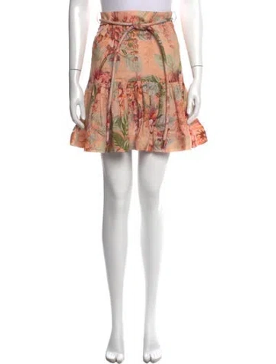 Pre-owned Zimmermann Linen Mini Skirt In Pink