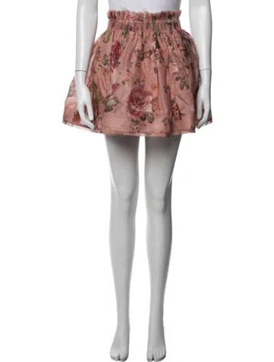 Pre-owned Zimmermann Linen Mini Skirt In Pink