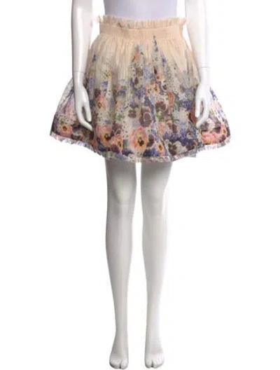 Pre-owned Zimmermann Linen Mini Skirt In Purple