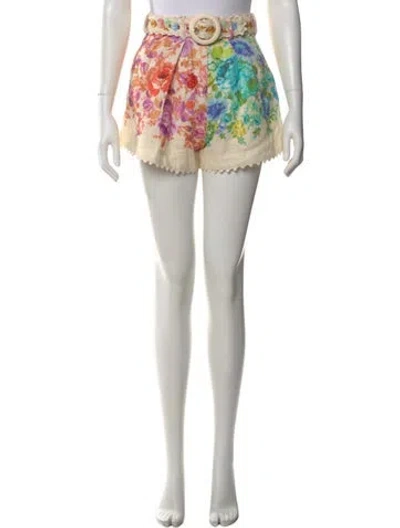 Pre-owned Zimmermann Linen Mini Skirt In Purple