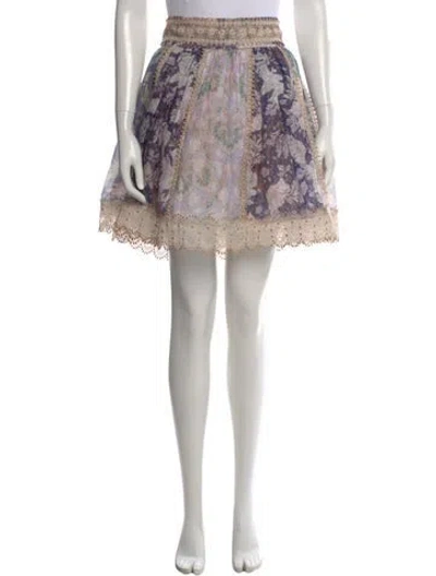 Pre-owned Zimmermann Linen Mini Skirt In Purple
