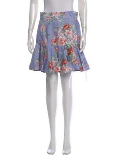 Pre-owned Zimmermann Linen Mini Skirt W/ Tags In Blue