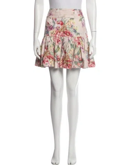 Pre-owned Zimmermann Linen Mini Skirt W/ Tags In Neutral