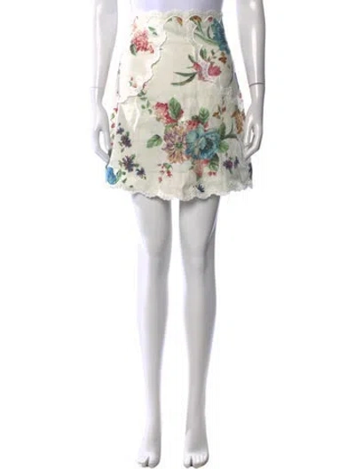 Pre-owned Zimmermann Linen Mini Skirt W/ Tags In Neutrals