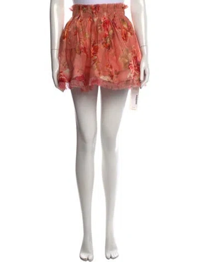Pre-owned Zimmermann Linen Mini Skirt W/ Tags In Pink