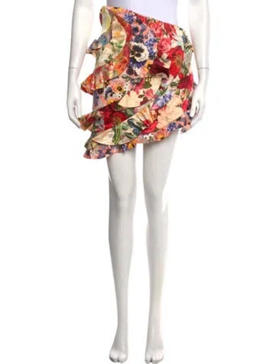 Pre-owned Zimmermann Linen Mini Skirt W/ Tags In Red