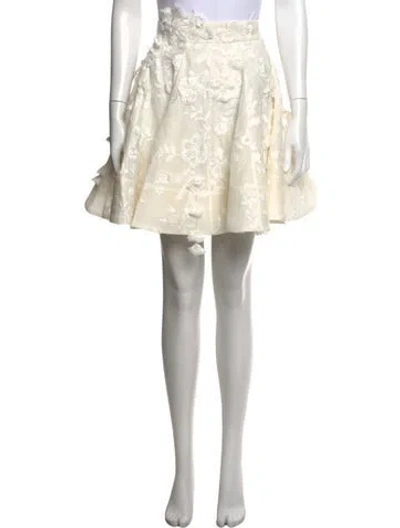 Pre-owned Zimmermann Linen Mini Skirt W/ Tags In White