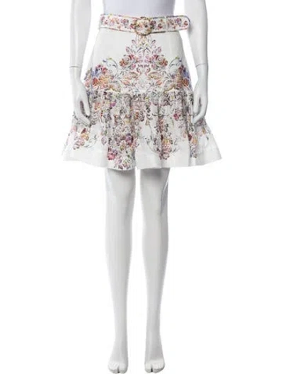 Pre-owned Zimmermann Linen Mini Skirt W/ Tags In White
