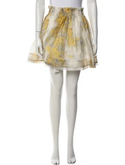 Pre-owned Zimmermann Linen Mini Skirt W/ Tags In Yellow