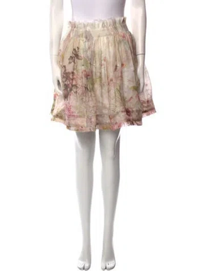 Pre-owned Zimmermann Linen Mini Skirt In White