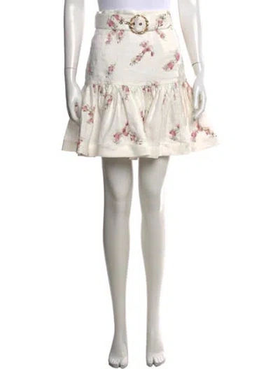 Pre-owned Zimmermann Linen Mini Skirt In White