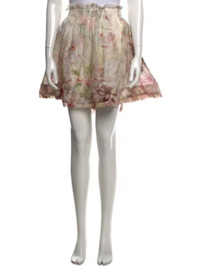 Pre-owned Zimmermann Linen Mini Skirt In White