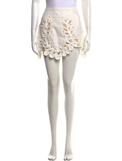Pre-owned Zimmermann Linen Mini Skirt In White
