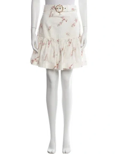 Pre-owned Zimmermann Linen Mini Skirt In White