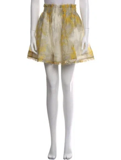 Pre-owned Zimmermann Linen Mini Skirt In Yellow