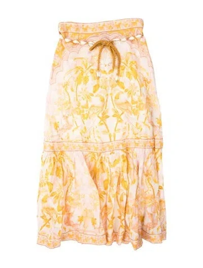 Pre-owned Zimmermann Linen Mini Skirt In Yellow