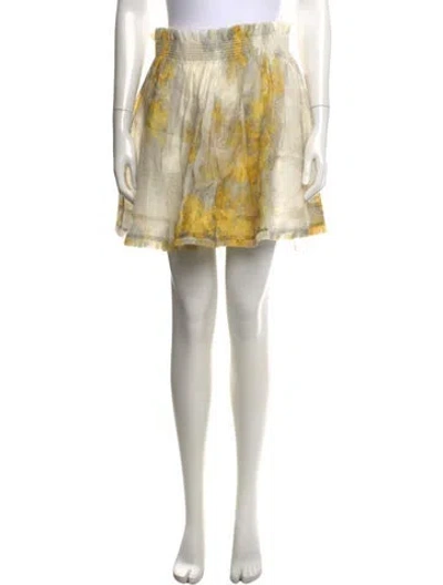 Pre-owned Zimmermann Linen Mini Skirt In Yellow