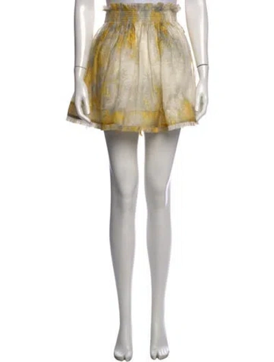 Pre-owned Zimmermann Linen Mini Skirt In Yellow