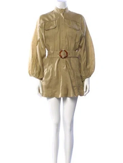Pre-owned Zimmermann Linen Mock Neck Romper In Neutral
