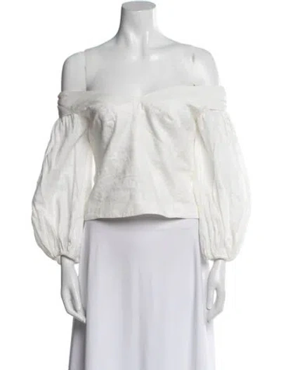 Pre-owned Zimmermann Linen Off-the-shoulder Crop Top In Neutral