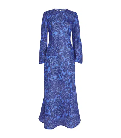 Zimmermann Linen Ottie Maxi Dress In Blue