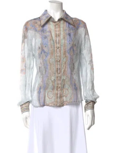 Pre-owned Zimmermann Linen Paisley Print Blouse In Multi