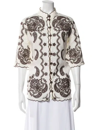 Pre-owned Zimmermann Linen Paisley Print Blouse In Multi