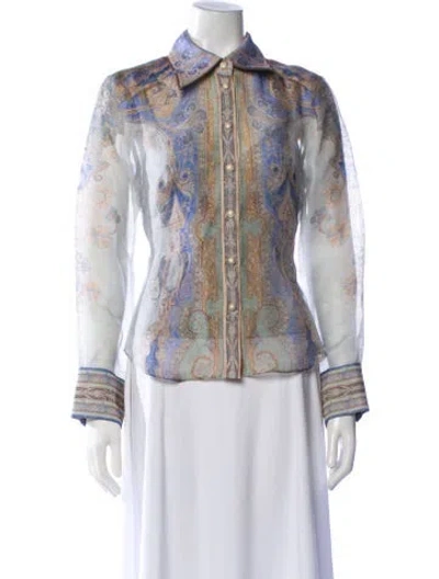 Pre-owned Zimmermann Linen Paisley Print Blouse In Multi