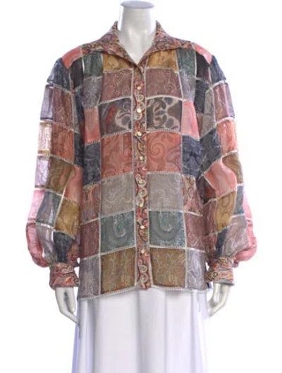 Pre-owned Zimmermann Linen Paisley Print Blouse In Pink