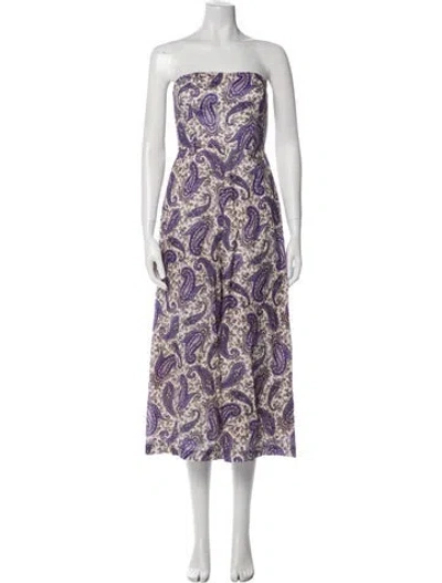 Pre-owned Zimmermann Linen Paisley Print Jumpsuit In Purple