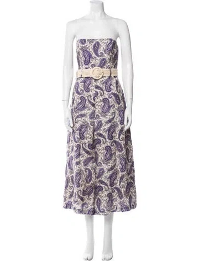 Pre-owned Zimmermann Linen Paisley Print Jumpsuit In Purple