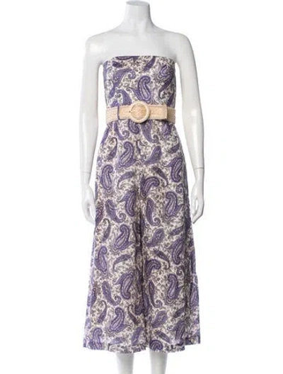 Pre-owned Zimmermann Linen Paisley Print Jumpsuit In Purple