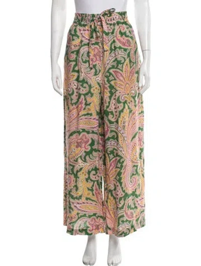 Pre-owned Zimmermann Linen Paisley Print Pajamas W/ Tags In Green