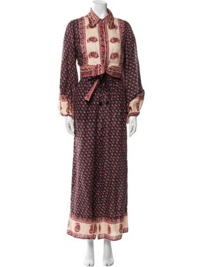 Pre-owned Zimmermann Linen Paisley Print Pant Set In Multi