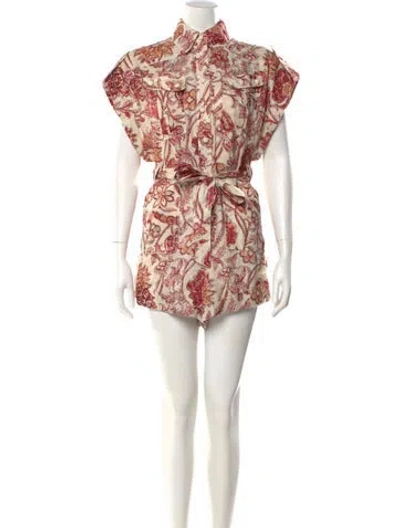 Pre-owned Zimmermann Linen Paisley Print Romper In Neutral
