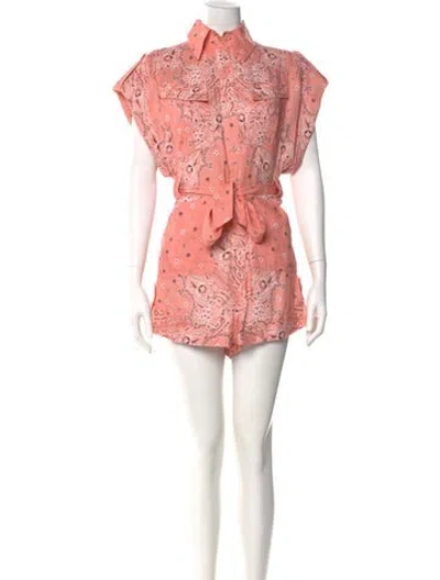Pre-owned Zimmermann Linen Paisley Print Romper In Orange