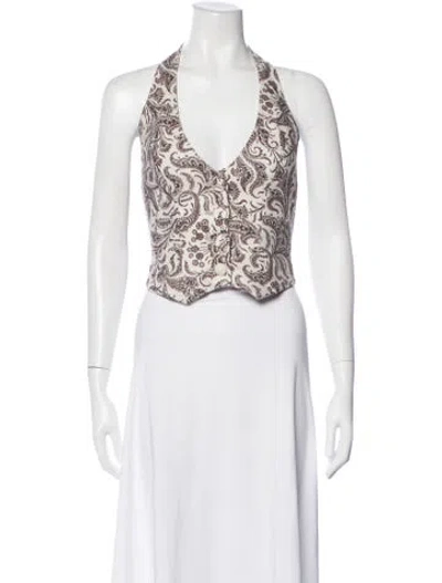 Pre-owned Zimmermann Linen Paisley Print Top In Blue