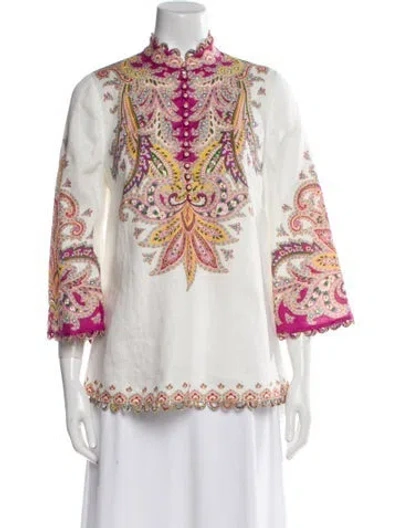 Pre-owned Zimmermann Linen Paisley Print Tunic In White