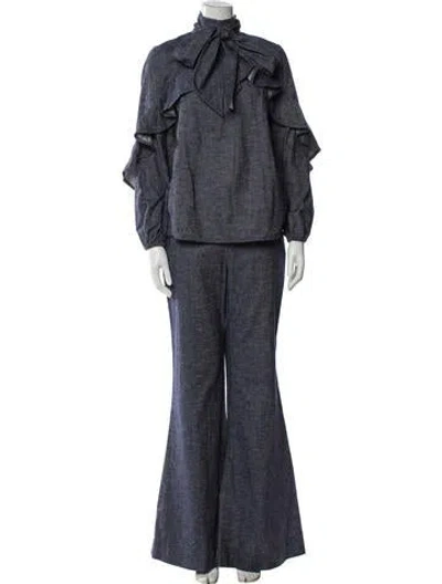 Pre-owned Zimmermann Linen Pantsuit In Blue