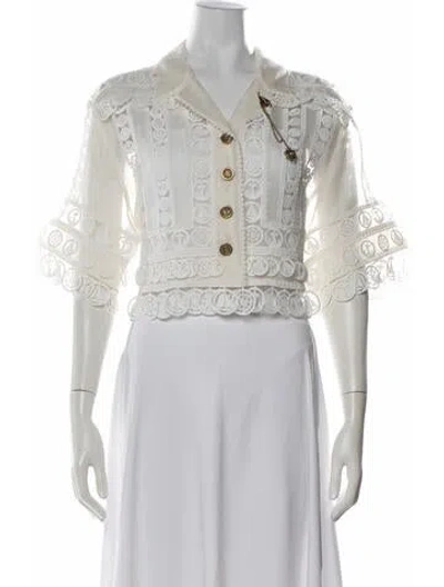Pre-owned Zimmermann Linen Patterned Blouse In Neutral