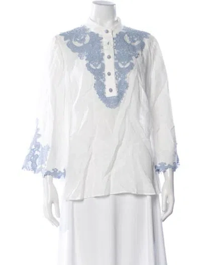 Pre-owned Zimmermann Linen Patterned Blouse In Neutral