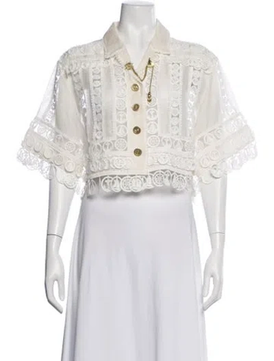 Pre-owned Zimmermann Linen Patterned Blouse In Neutrals