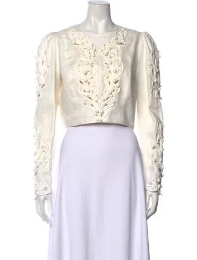 Pre-owned Zimmermann Linen Patterned Blouse In Neutrals