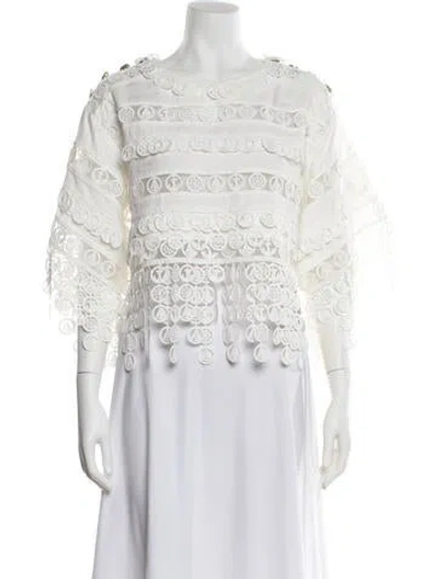 Pre-owned Zimmermann Linen Patterned Blouse In White