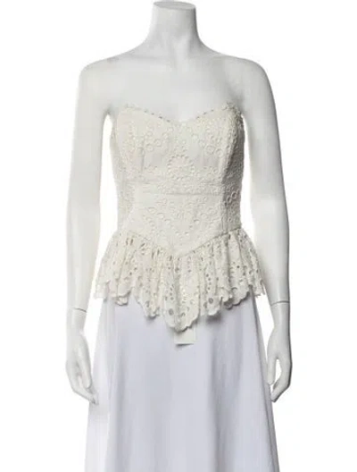 Pre-owned Zimmermann Linen Patterned Blouse In White