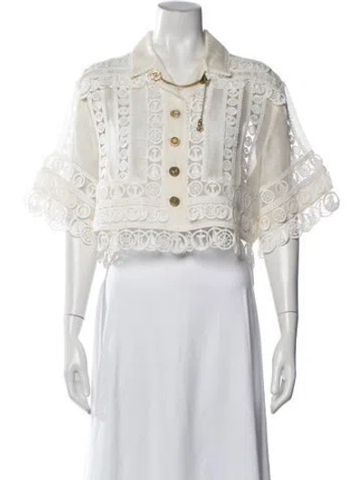 Pre-owned Zimmermann Linen Patterned Jacket In Neutral