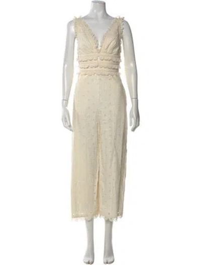 Pre-owned Zimmermann Linen Patterned Jumpsuit In Neutral